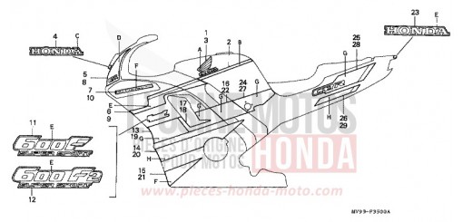 RAYURE (CBR600FM/2M) CBR600FM de 1991